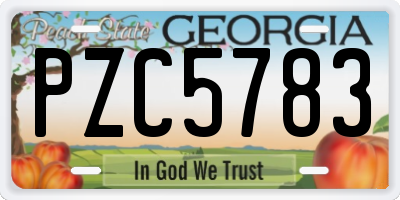 GA license plate PZC5783