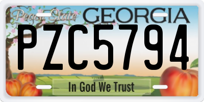 GA license plate PZC5794