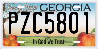 GA license plate PZC5801