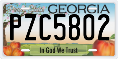 GA license plate PZC5802