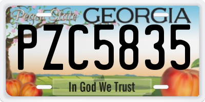 GA license plate PZC5835