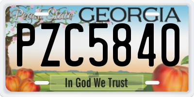 GA license plate PZC5840
