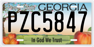 GA license plate PZC5847