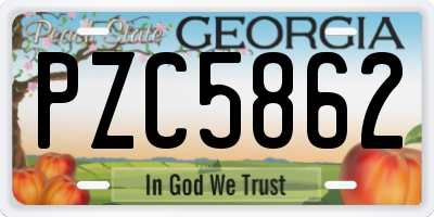 GA license plate PZC5862