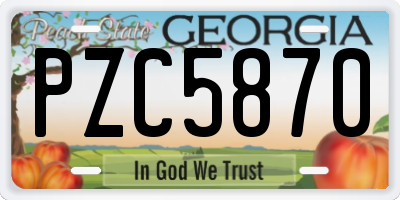 GA license plate PZC5870