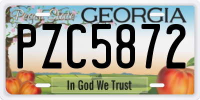 GA license plate PZC5872