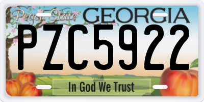 GA license plate PZC5922