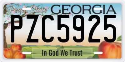 GA license plate PZC5925