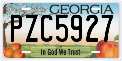 GA license plate PZC5927