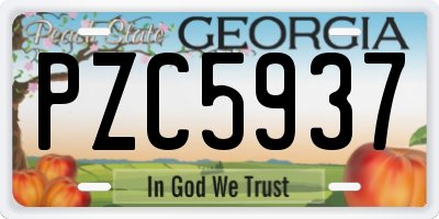GA license plate PZC5937