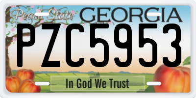 GA license plate PZC5953