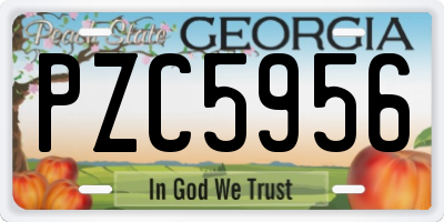 GA license plate PZC5956