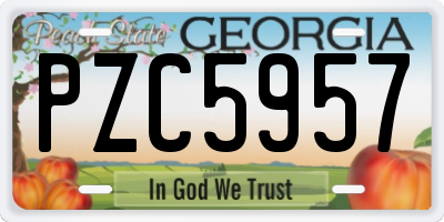 GA license plate PZC5957