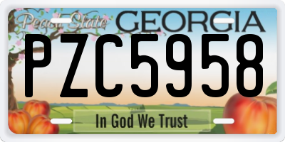GA license plate PZC5958