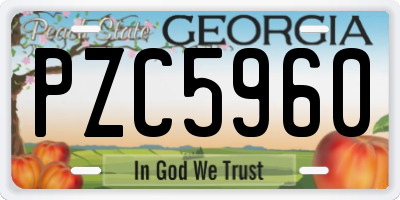 GA license plate PZC5960