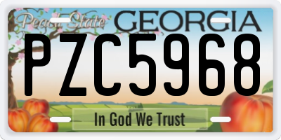 GA license plate PZC5968