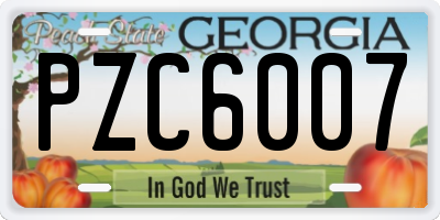 GA license plate PZC6007
