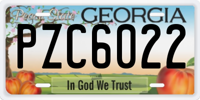 GA license plate PZC6022