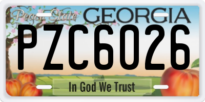 GA license plate PZC6026
