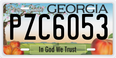 GA license plate PZC6053