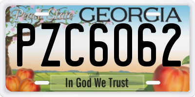 GA license plate PZC6062