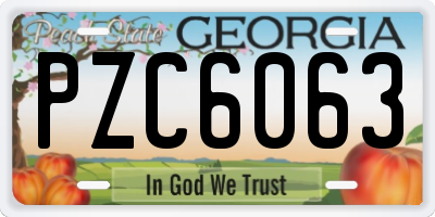 GA license plate PZC6063