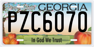 GA license plate PZC6070