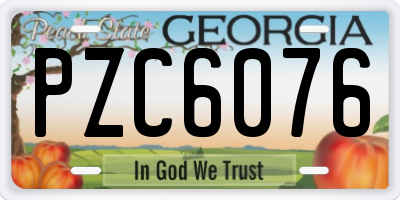 GA license plate PZC6076