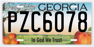 GA license plate PZC6078