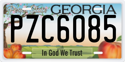 GA license plate PZC6085