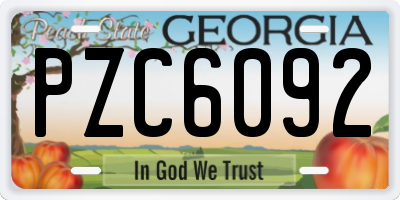 GA license plate PZC6092