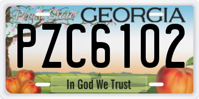 GA license plate PZC6102