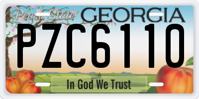 GA license plate PZC6110