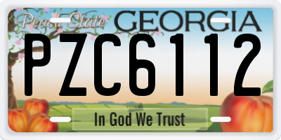 GA license plate PZC6112