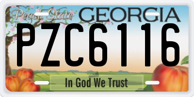 GA license plate PZC6116