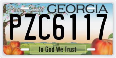 GA license plate PZC6117