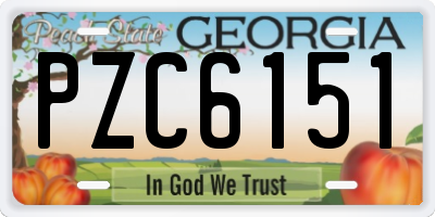 GA license plate PZC6151