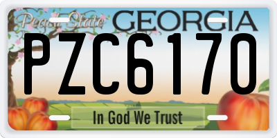 GA license plate PZC6170