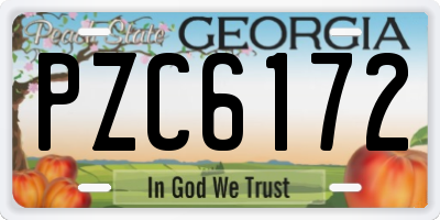 GA license plate PZC6172