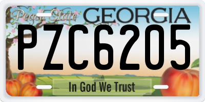 GA license plate PZC6205
