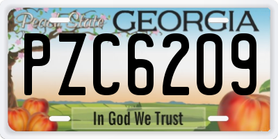 GA license plate PZC6209