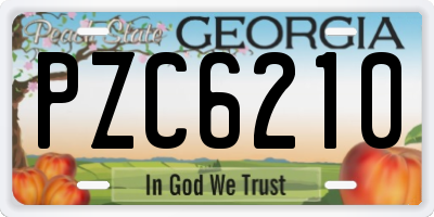 GA license plate PZC6210