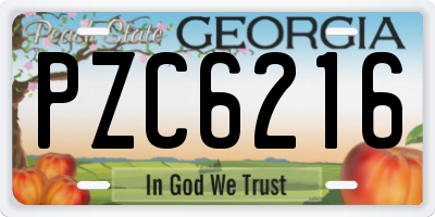 GA license plate PZC6216