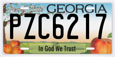 GA license plate PZC6217