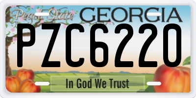 GA license plate PZC6220