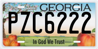 GA license plate PZC6222