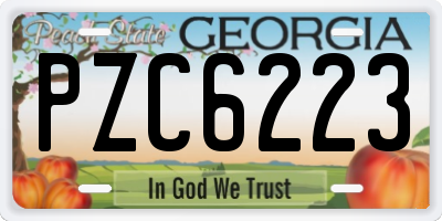 GA license plate PZC6223