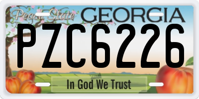 GA license plate PZC6226
