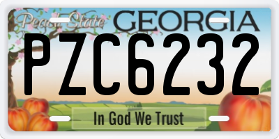 GA license plate PZC6232