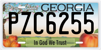 GA license plate PZC6255